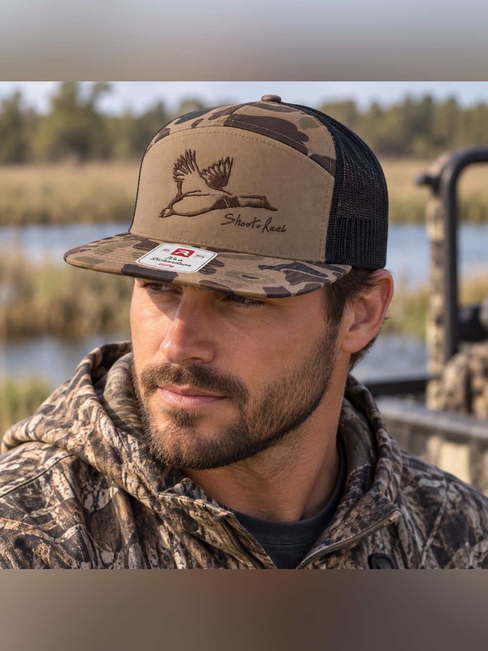Shoot & Reel Mallard Duck Camo Flatbill Snapback Hat NWT
